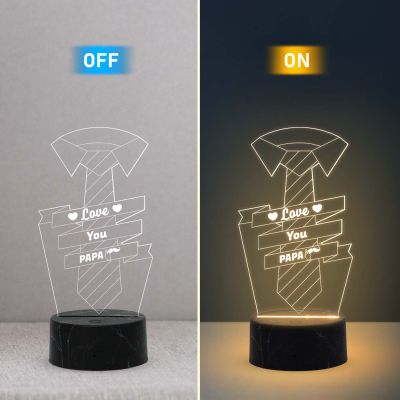 3D Illusion Love You Papa  Night Lamp with Warm White Color Birthday Gift For Papa